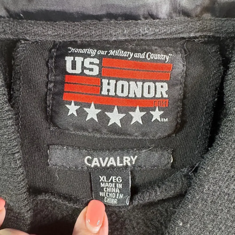US Army Honor Mens XL Black Yellow Full Zip Cavalry Graphic Jacket